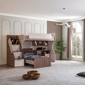 Ranza, Milano Genç Odası Takımı Çift Kişilik Çalışma Masalı Modern Ranza + Üç Kapaklı Modern Dolap