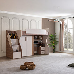 Ranza, Milano Genç Odası Takımı Dolaplı Çalışma Masalı Modern Ranza + Üç Kapaklı Modern Dolap