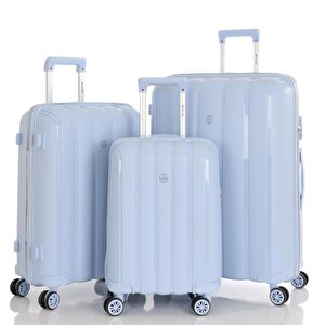 3lü Set Kırılmaz Silikon Seyahat Valizi Bavulu V305 Bebe Mavi