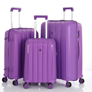 3lü Set Kırılmaz Silikon Seyahat Valizi Bavulu V305 Mor