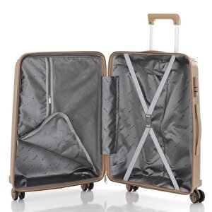 3lü Set Kırılmaz Silikon Seyahat Valizi Bavulu V305 Şampanya