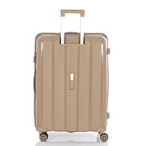 Mçs 3lü Set Kırılmaz Silikon Seyahat Valizi Bavulu V305 Şampanya
