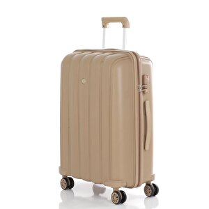 Mçs 3lü Set Kırılmaz Silikon Seyahat Valizi Bavulu V305 Şampanya