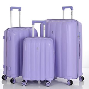 3lü Set Kırılmaz Silikon Seyahat Valizi Bavulu V305 Lila