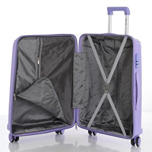 3lü Set Kırılmaz Silikon Seyahat Valizi Bavulu V305 Lila