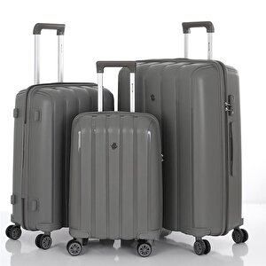 3lü Set Kırılmaz Silikon Seyahat Valizi Bavulu V305 Gri