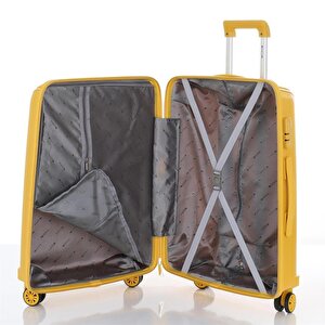 3lü Set Kırılmaz Silikon Seyahat Valizi Bavulu V305 Sarı