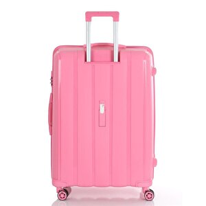 Mçs 3lü Set Kırılmaz Silikon Seyahat Valizi Bavulu V305 Pembe