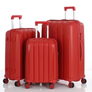 3lü Set Kırılmaz Silikon Seyahat Valizi Bavulu V305 Kırmızı