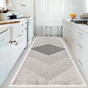Dijital Baskı Koridor Halısı, Gri Renk Halı, Dekoratif Yolluk, Koridor Halısı, Uzun Halı, Antre Halı, 120x300 cm