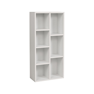 7 Bölmeli Beyaz Kitaplık