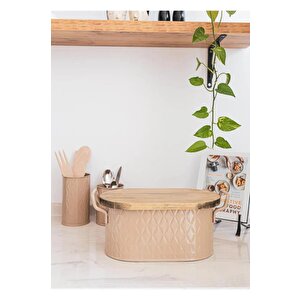 The Mi̇a Pri̇zma Ekmek Saklama Kabi Karamel 40*22*18 Cm