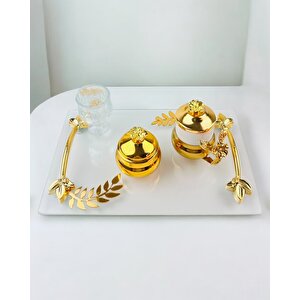 Embrace Gold Şeffaf Söz Tepsisi Beyaz
