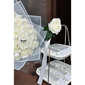 Fern Kız İsteme Çikolatası Ve İsteme Çiçeği Buket Set Gümüş