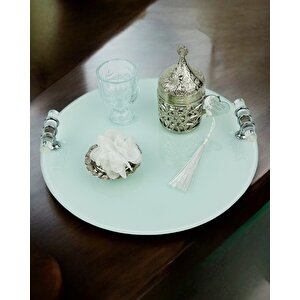 Cherish Söz Tepsisi Ve Damat Kahve Fincan Tepsisi Beyaz