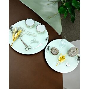 Cherish Söz Tepsisi Ve Damat Kahve Fincan Tepsisi Gümüş
