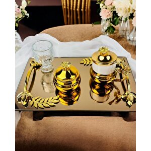 Cherish Gold Aynalı Nişan Tepsisi Ve Söz Tepsisi Gold