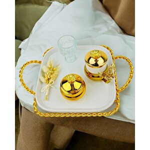 Forever Gold Söz Tepsisi Ve Nişan Tepsisi Beyaz