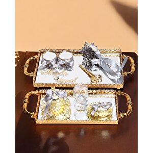 Affection Dantelli Gold Söz Nişan Tepsi Seti Gri