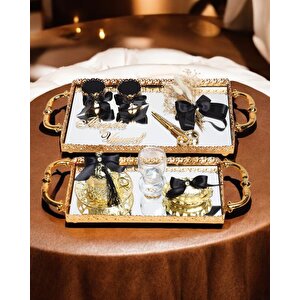 Affection Dantelli Gold Söz Nişan Tepsisi Siyah