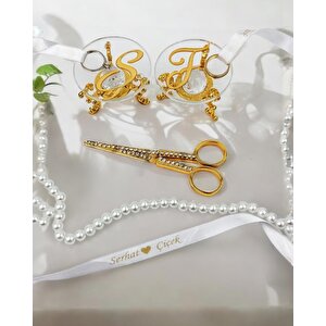 Lucevia Gold Cam Yüzük Yükselticisi Ve Söz Makası Seti Beyaz