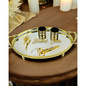 Infinity Gold Şık Söz Nişan Tepsisi Gold