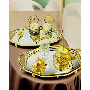 Infinity Gold Şık Söz Nişan Tepsisi Beyaz