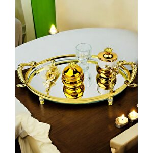 Infinity Gold Şık Söz Nişan Tepsisi