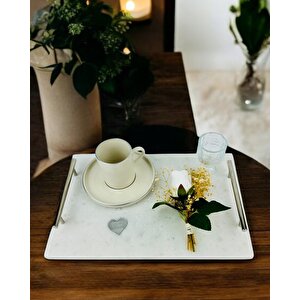 Gümüş Mermer Söz Tepsisi Ve Damat Kahve Fincan Tepsisi Gri
