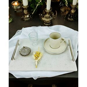 Gümüş Mermer Söz Tepsisi Ve Damat Kahve Fincan Tepsisi Siyah