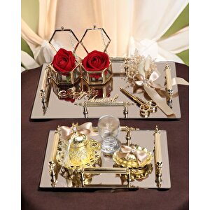 Reverence Gold Söz Tepsisi Ve Damat Tepsisi Seti