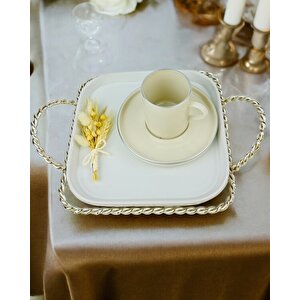 Spark Gümüş Söz Tepsisi Ve Damat Kahve Fincanı Gold