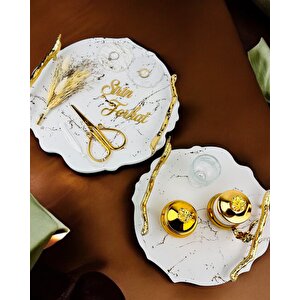 Devotiony Felsefesiyle Gold Polyester Söz Ve Nişan Tepsisi Gold