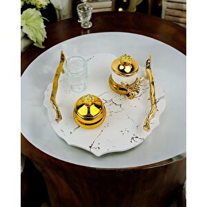 Devotiony Felsefesiyle Gold Polyester Söz Ve Nişan Tepsisi Gold