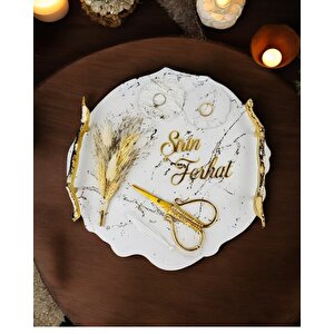 Devotiony Felsefesiyle Gold Polyester Söz Ve Nişan Tepsisi Gold