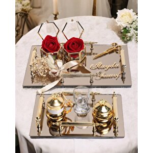 Reverence Gold Söz Tepsisi Ve Damat Tepsisi Seti