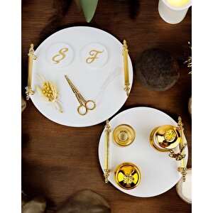 Commitment  Gold Polyester Nişan Tepsisi Bronz