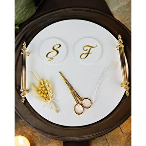 Commitment  Gold Polyester Nişan Tepsisi Bronz