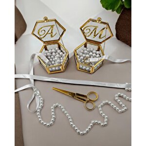 Corrente Altıgen Gold Yüzük Yükselticisi Ve Söz Makası Seti Beyaz