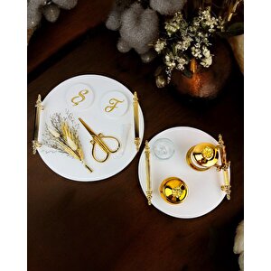 Commitment  Gold Polyester Nişan Tepsisi Gold