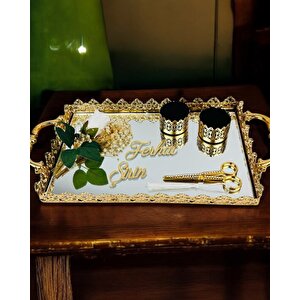 Eternal Gold Söz Nişan Tepsisi Ve Damat Kahve Tepsisi Krem