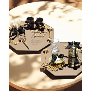 Affinity Sekizgen Gold Söz Nişan Tepsisi Siyah