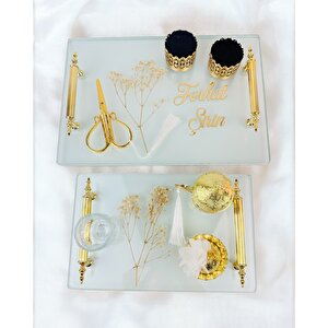 Radiant Şeffaf Söz Nişan Tepsisi Gold