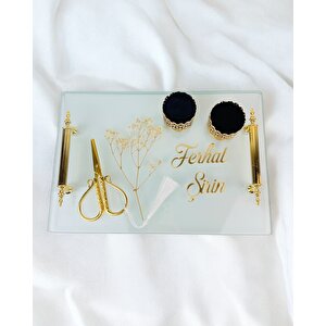 Radiant Şeffaf Söz Nişan Tepsisi Gold