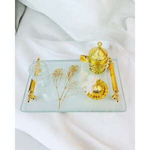 Radiant Şeffaf Söz Nişan Tepsisi Gold