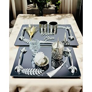 Elegance Nişan Tepsisi Ve Söz Nişan Tepsisi Beyaz-Gümüş