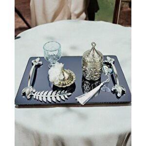 Elegance Nişan Tepsisi Ve Söz Nişan Tepsisi Beyaz-Gümüş