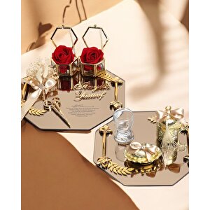 Affinity Sekizgen Gold Söz Nişan Tepsisi Ve Damat Kahve Fincan Tepsisi Gold