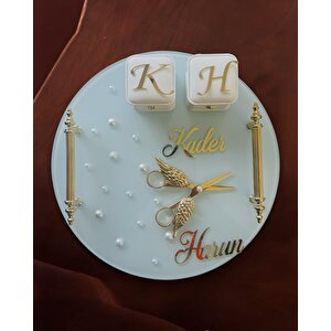 Beloved Gold Beyaz İncili Söz Tepsisi Nişan Tepsisi Ve Damat Kahve Fincan Tepsisi Krem