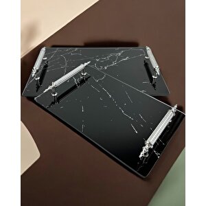 Quartz Dekoratif Söz Nişan Tepsisi Gümüş